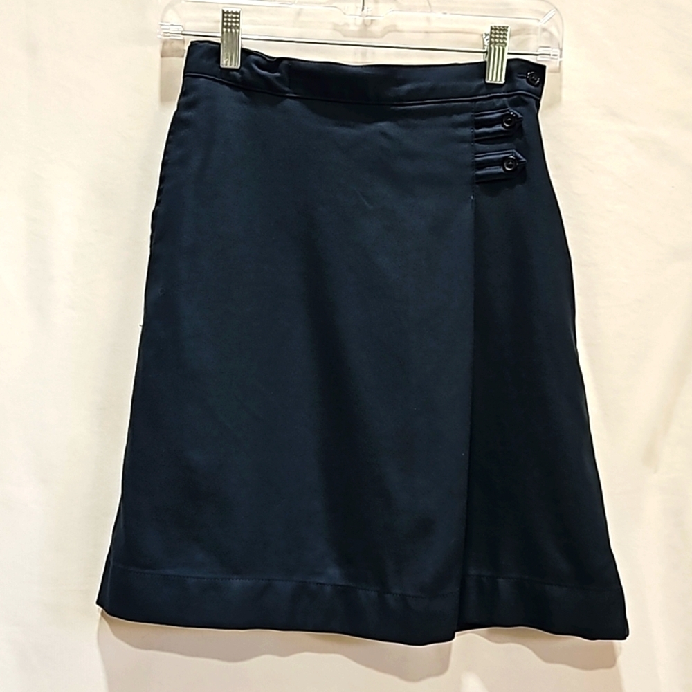 Lands End Kids Navy Aline skirt, 11/12 Adjustable Elastic waist, Pleated, Pocket